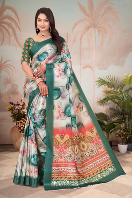 SMITSAREE Printed Bollywood Crepe Saree(Green)