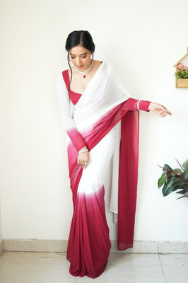 StyleDeal Solid/Plain Daily Wear Georgette Saree(White)
