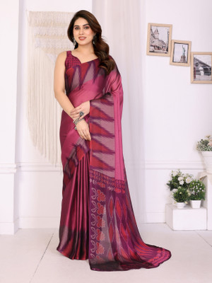 Magneitta Striped Bollywood Chiffon, Georgette Saree(Maroon)