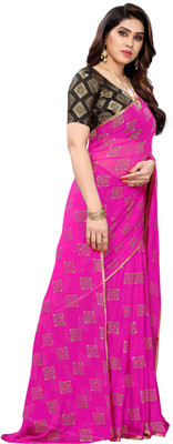 Divastri Woven, Printed Daily Wear Chiffon Saree(Pink)