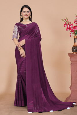 Riddhi textile Hub Striped Leheria Chiffon Saree(Purple)