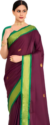 AAYATFABRICS Self Design, Woven, Temple Border Banarasi Dupion Silk Saree(Brown)