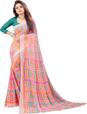 Vedant Vastram Printed Bollywood Georgette Saree(Pink)