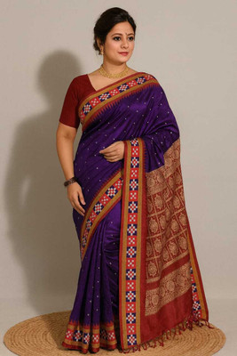 Tilfelle Woven, Self Design Sambalpuri Art Silk Saree(Silver)