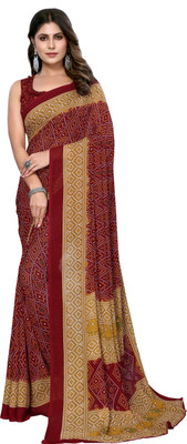 Priyashi Floral Print Daily Wear Georgette Saree(Maroon)