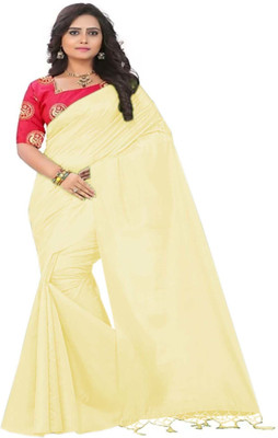 HouseOfCommon Self Design, Solid/Plain Bollywood Silk Blend Saree(Beige)