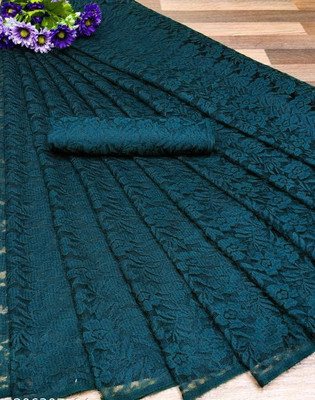 Suali Self Design Bollywood Net Saree(Dark Green)