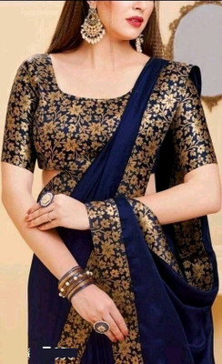 B K CREATION Embellished Bollywood Art Silk Saree(Blue)