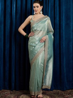 ANOUK Self Design Bollywood Tissue Saree(Light Green)