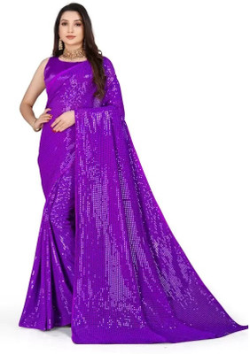 siddharth textiles Embellished Bollywood Georgette Saree(Purple)