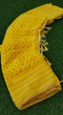 HouseOfCommon Printed Bollywood Chiffon Saree(Yellow)