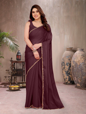 Trend Mahal Solid/Plain Bollywood Jimmy choo Saree(Magenta)