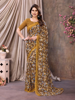 AAI LAXMI CREATION Digital Print Daily Wear Georgette Saree(Yellow)