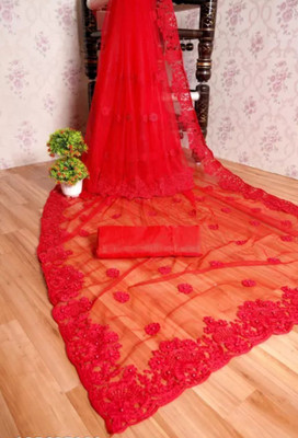 NIYANTAKSH Embroidered Bollywood Net Saree(Red)