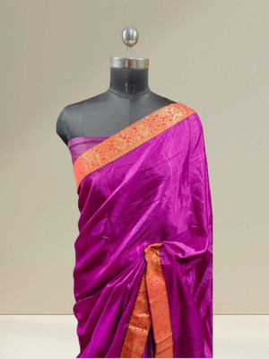 DEEPAK Printed Banarasi Silk Blend Saree(Purple)