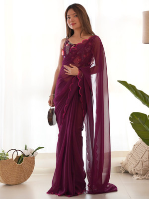 Sareemall Embellished Bollywood Georgette Saree(Magenta)