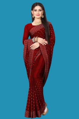 rudraCreation Embellished Daily Wear Chanderi, Art Silk Saree(Maroon)