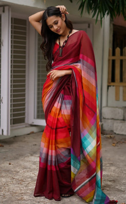 Kumaresh Creation Striped, Color Block Tant Pure Cotton Saree(Multicolor)
