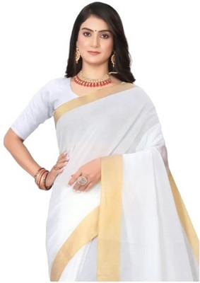 PDBROTHER Striped Bollywood Georgette Saree(White)