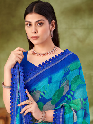 Sareemall Printed Bollywood Chiffon Saree(Light Blue)
