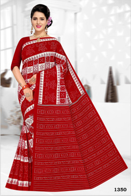 Tareni Printed Sambalpuri Pure Cotton Saree(Multicolor)