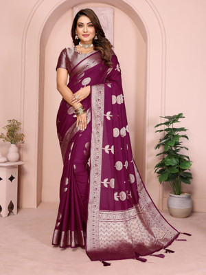 Just Aura Creation Woven Banarasi Georgette Saree(Purple)