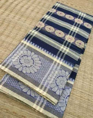 Sandhyatara Woven Tant Pure Cotton Saree(Grey)