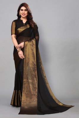 FABMORA Embellished Bollywood Chiffon, Georgette Saree(Black)