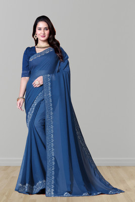 Lajamani Fashion Self Design, Solid/Plain Bollywood Georgette Saree(Beige)
