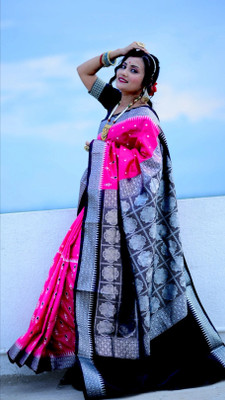 ZIMAL HANDLOOM Embroidered Sambalpuri Satin Saree(Pink)