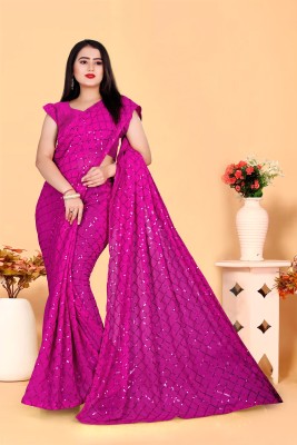 JAY RAMDEV FASHION Embellished Banarasi Georgette Saree(Purple)