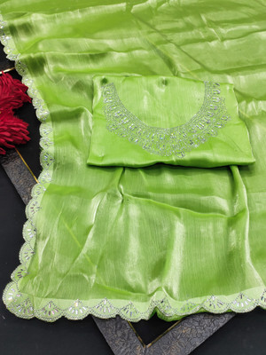 ZOYAL ENTERPRISE Embellished Bollywood Jimmy choo Saree(Light Green)
