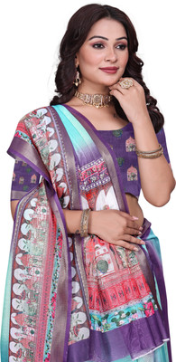 Gajal Woven Kanjivaram Pure Cotton, Cotton Linen Saree(Purple)