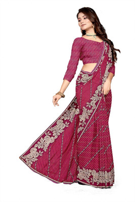 unityprints7 Printed Bollywood Chiffon Saree(Purple)