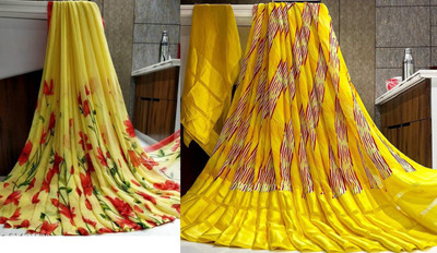 Sitanjali Printed Daily Wear Georgette Saree(Pack of 2, Multicolor)