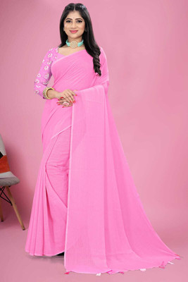SkyCraftX Self Design Venkatagiri Georgette Saree(Pink)