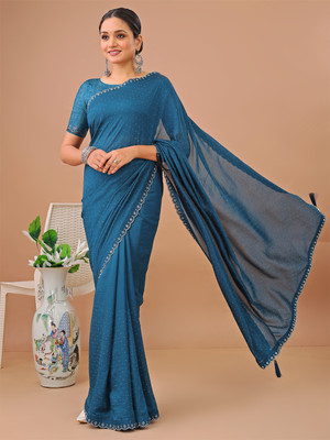 Leelavati Embellished Kanjivaram Silk Blend Saree(Blue)