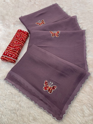 Ethina Fashion Embroidered Bollywood Georgette Saree(Magenta)