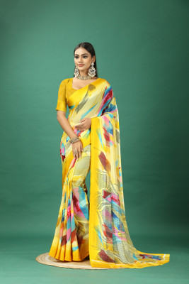 A V M PRINTS Self Design Bollywood Art Silk Saree(Yellow)