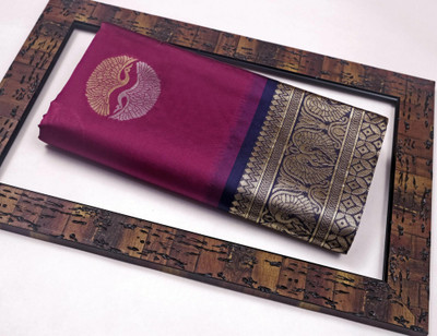 Dhami Woven Kanjivaram Pure Silk Saree(Purple)