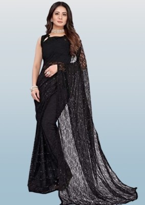 NNexaFashion Self Design Bollywood Brasso Saree(Black)