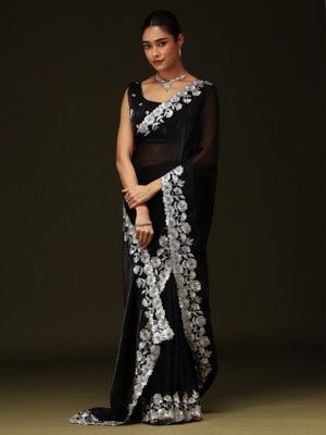 Tasrika Embellished Bollywood Chiffon Saree(Black)