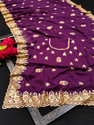 KHRITI FAB Georgette Embroidered Blouse Material