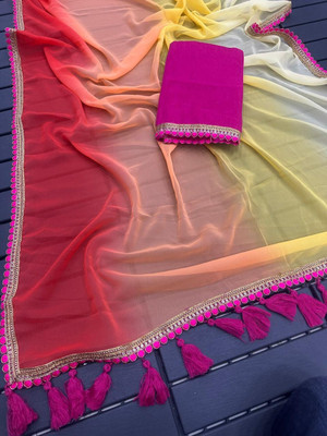 Ramya Solid/Plain Bollywood Georgette Saree(Orange)