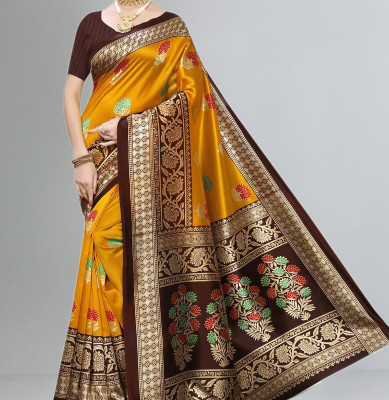 Grubstaker Printed Daily Wear Cotton Blend Saree(Multicolor)