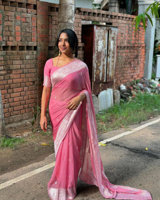GATISHVAM TEXTILE Self Design Banarasi Art Silk Saree(Pink)