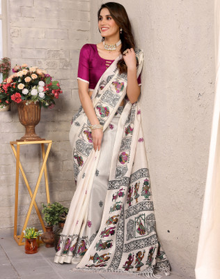YASHIKA Printed Hand Batik Art Silk Saree(Multicolor)