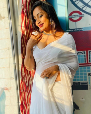 HouseOfCommon Solid/Plain Daily Wear Organza, Chiffon Saree(White)
