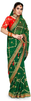 jayant creation Embroidered Bollywood Georgette Saree(Green)