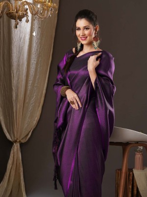 Divastri Woven Kanjivaram Georgette Saree(Purple)